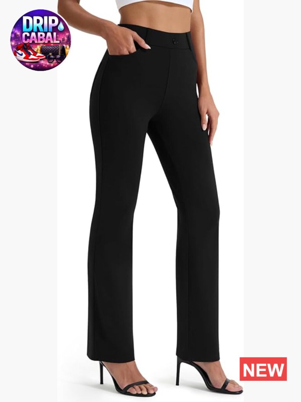 Stretchy Yoga Dress Pants Straight Leg Pull On Office Casual